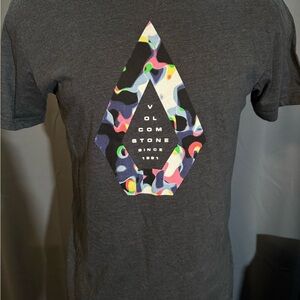 Volcom Men's Charcoal Tee with Vibrant Graphic